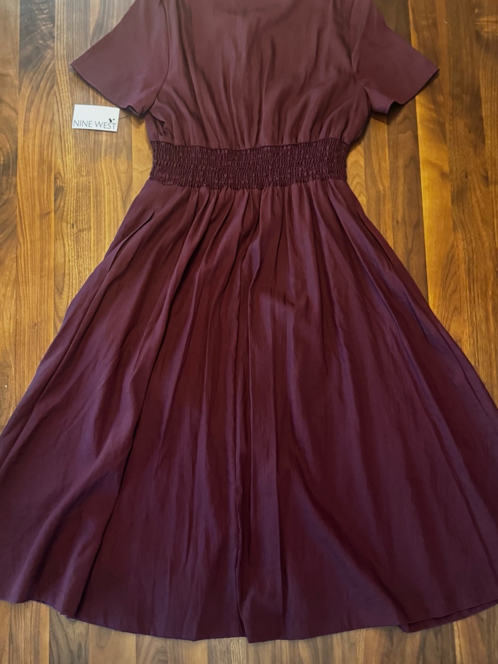 Nine West Burgundy Zip-Front Midi Dress - Picture 3 of 5